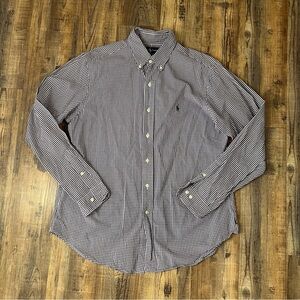 Ralph Lauren Shirt Mens Large Purple Plaid Check Button Down Classic Fit